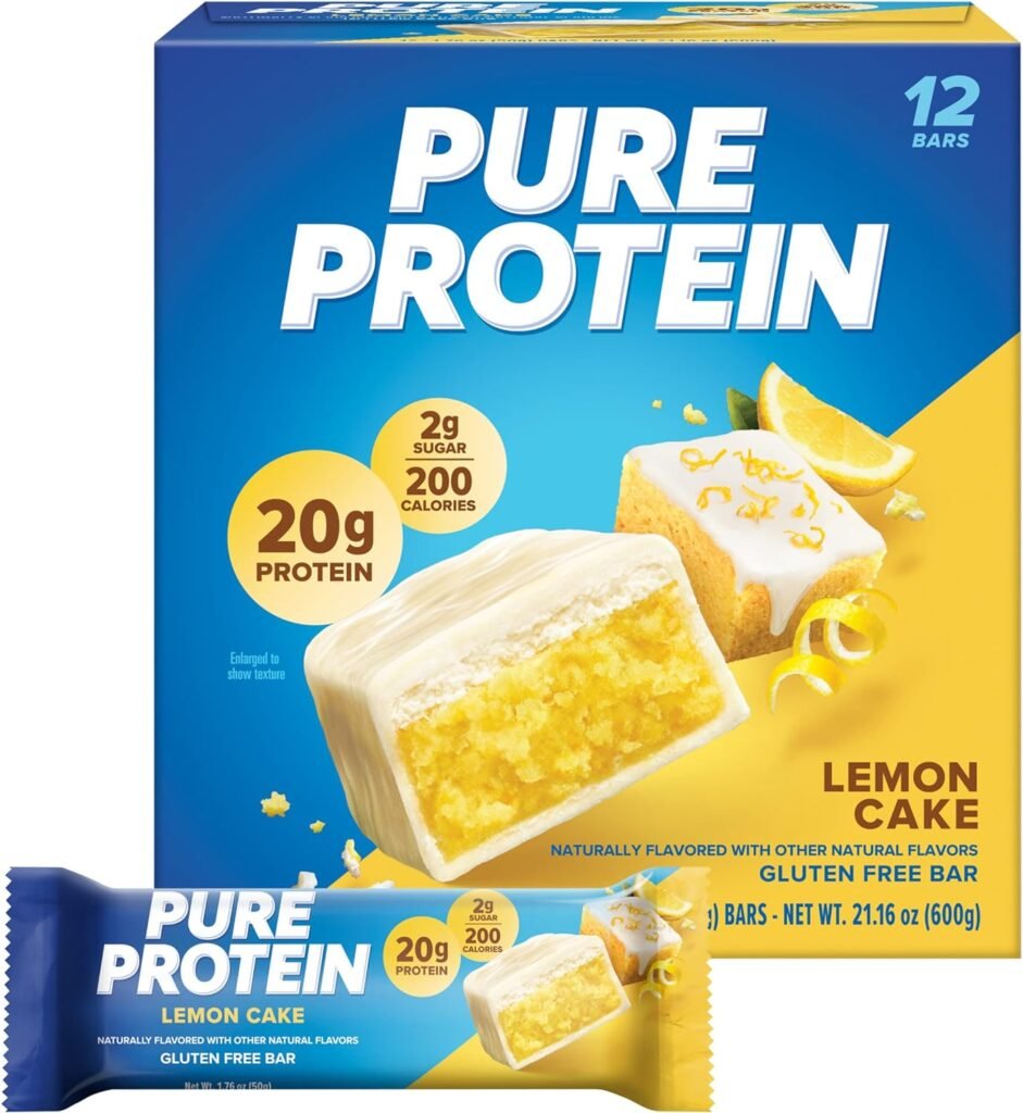 Pure Protein Bars, High Protein, Nutritious Snacks to Support Energy, Low Sugar, Lemon Cake, 1.76 oz, 12 Count (Pack of 1)(Packaging May Vary)