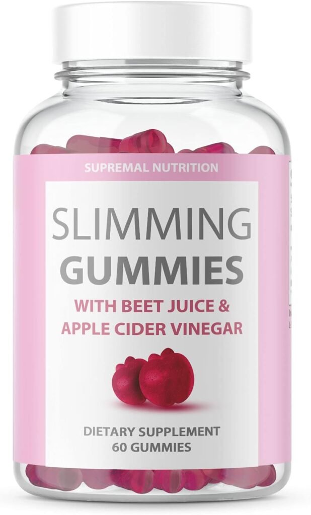 Slimming Gummies with Apple Cider Vinegar, Clinically Proven Slim Ingredients, It Works to Support a Healthy Body  Belly for Women  Men Loss, 60 count