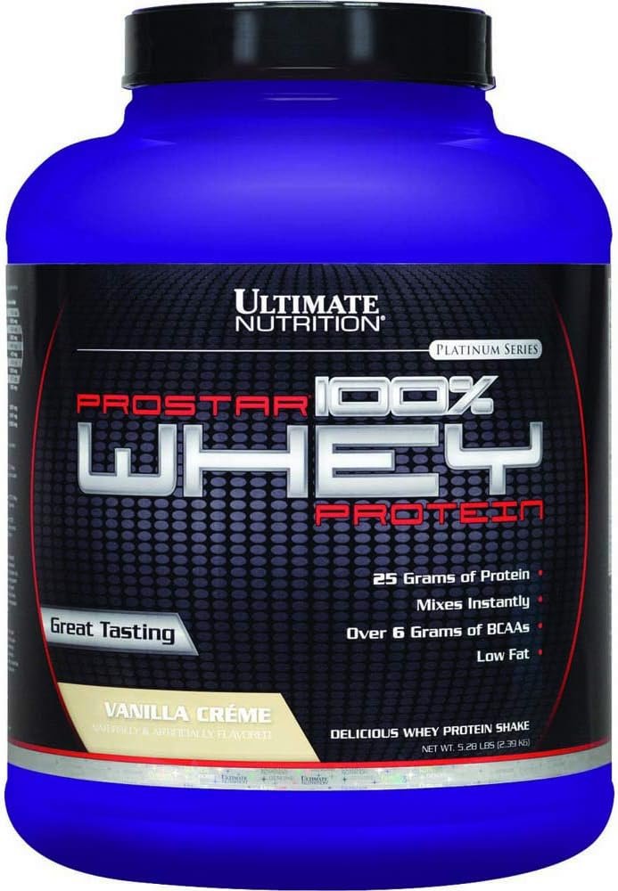 Ultimate Nutrition Prostar Whey Protein Powder, Low Carb Protein Shake with Bcaas, Blend of Whey Protein Isolate Concentrate and Peptides, 25 Grams of Protein, Keto Friendly, 5 Pounds, Vanilla Crème